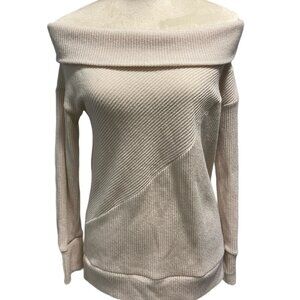 GAP Off-Shoulder Cream Ribbed Sweater -S